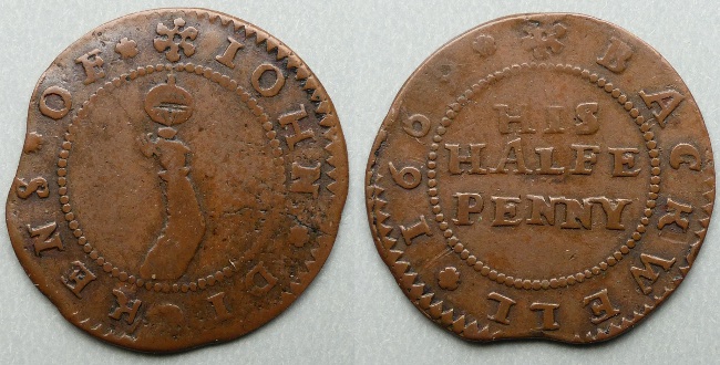 Bakewell, John Dickens 1669 halfpenny